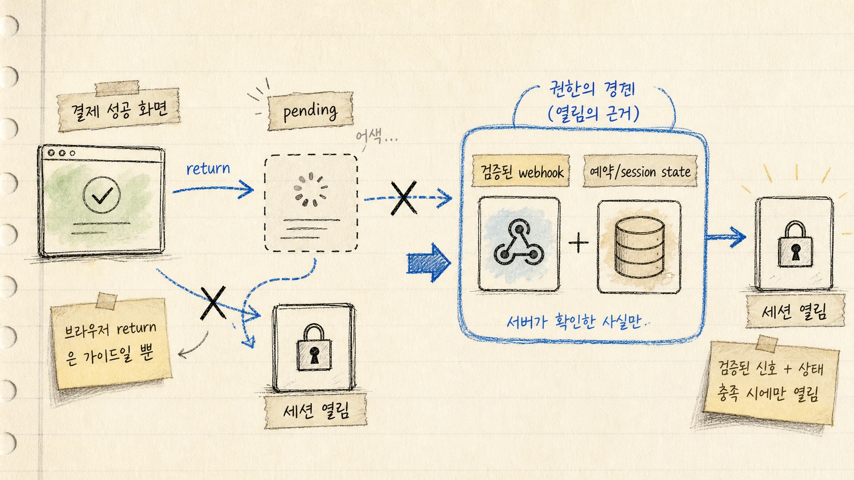 결제 성공 화면만으로 세션을 열 수는 없었다 — 경계 변경