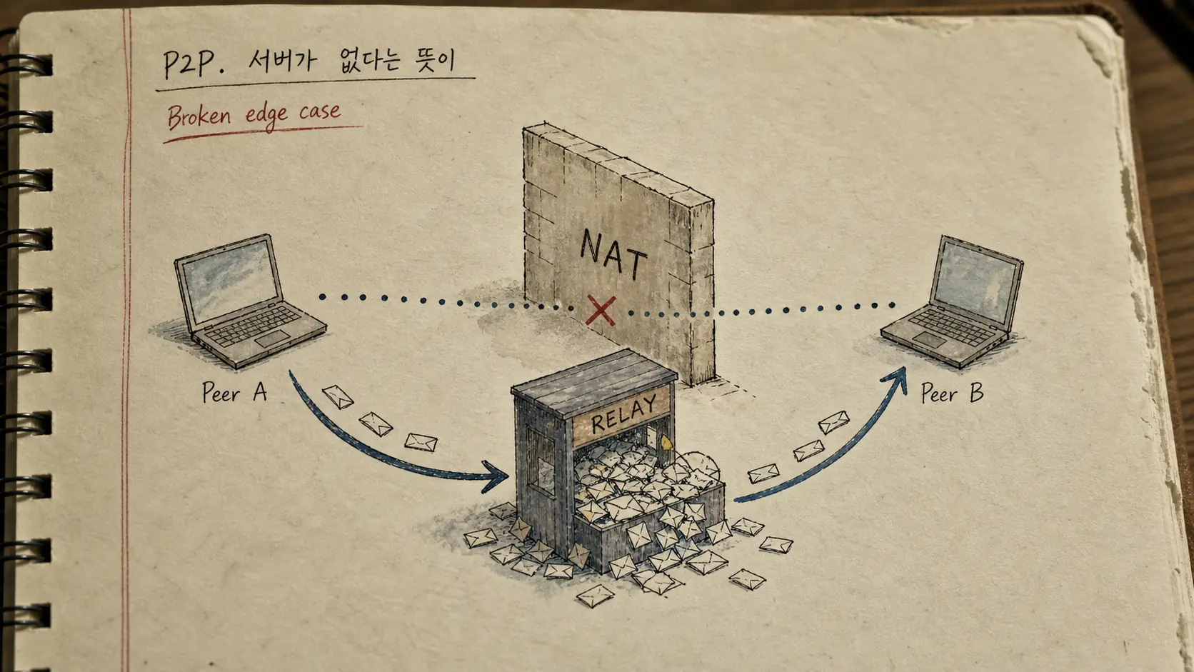 P2P는 서버가 없다는 뜻이 아니다 — 실패 신호