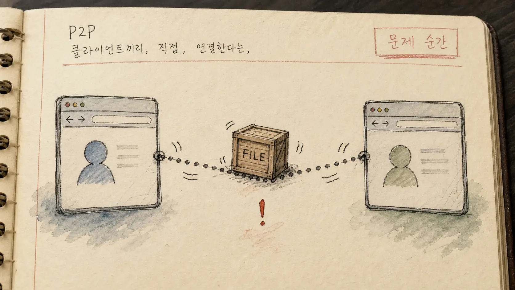 클라이언트끼리 직접 연결한다는 말의 정확한 의미 — 문제 장면
