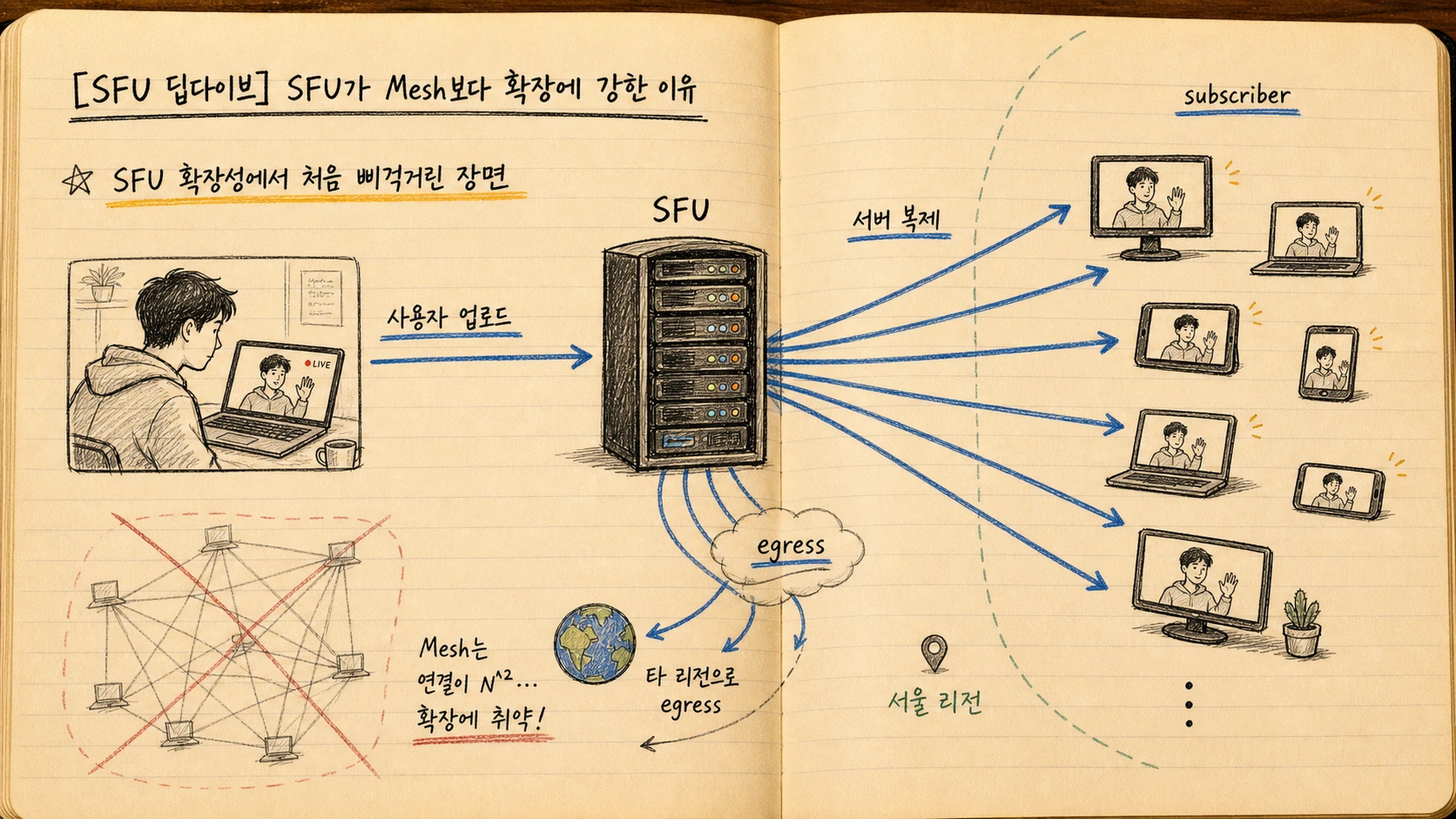 SFU는 왜 Mesh보다 큰 방에 강할까 — 경계 변경