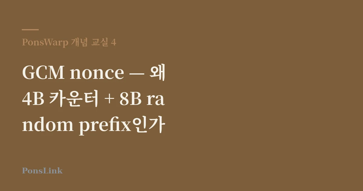 GCM nonce — 왜 4B 카운터 + 8B random prefix인가